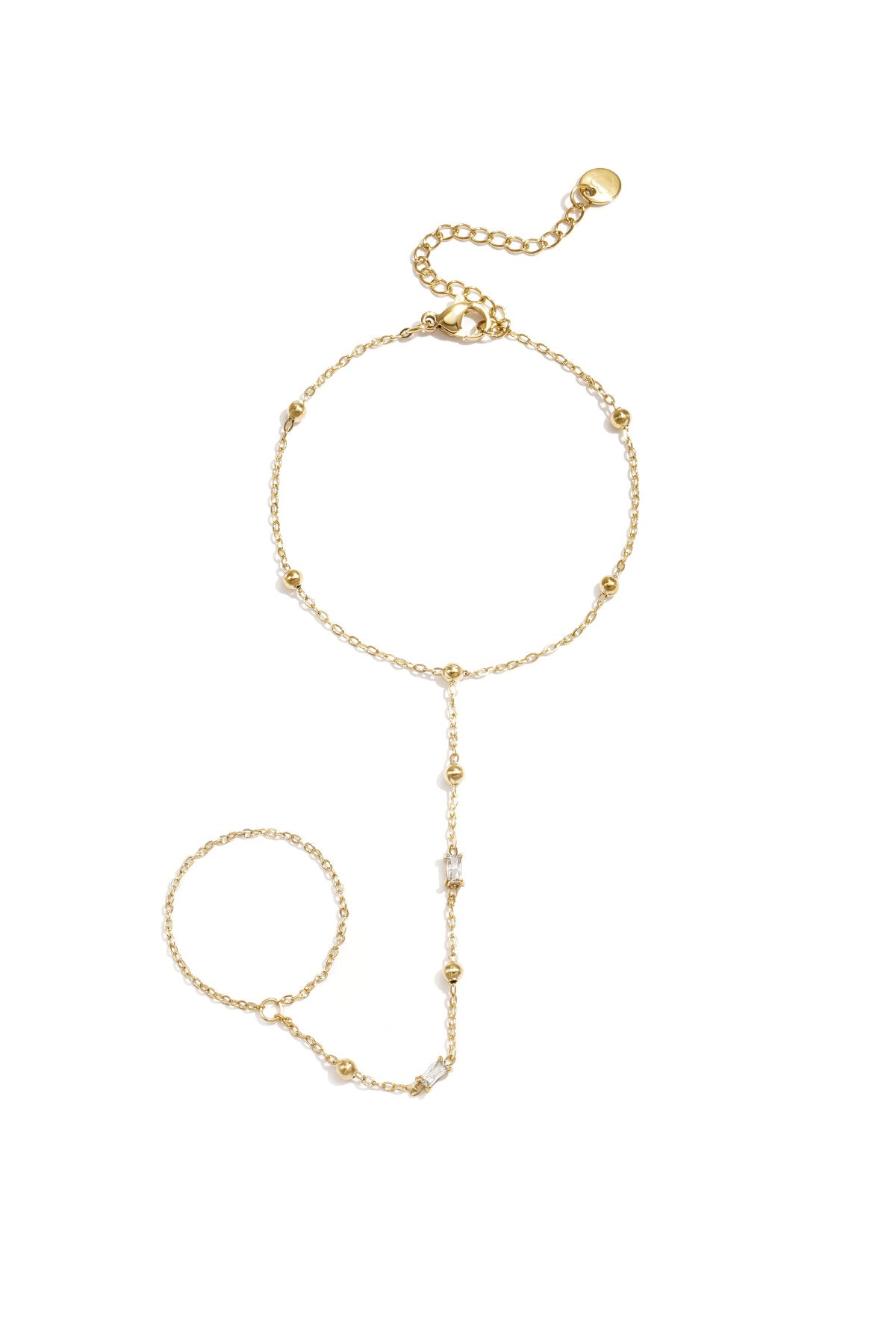 Hand chain with beads and rectangular stones