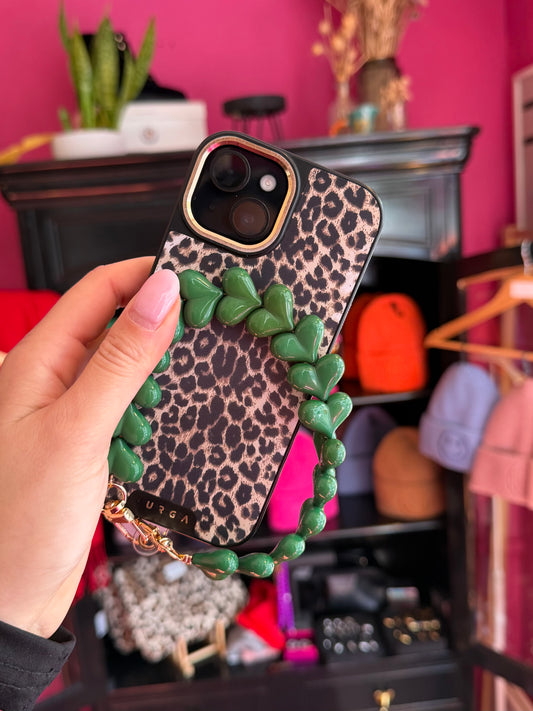 telefoonkoord hartjes groen