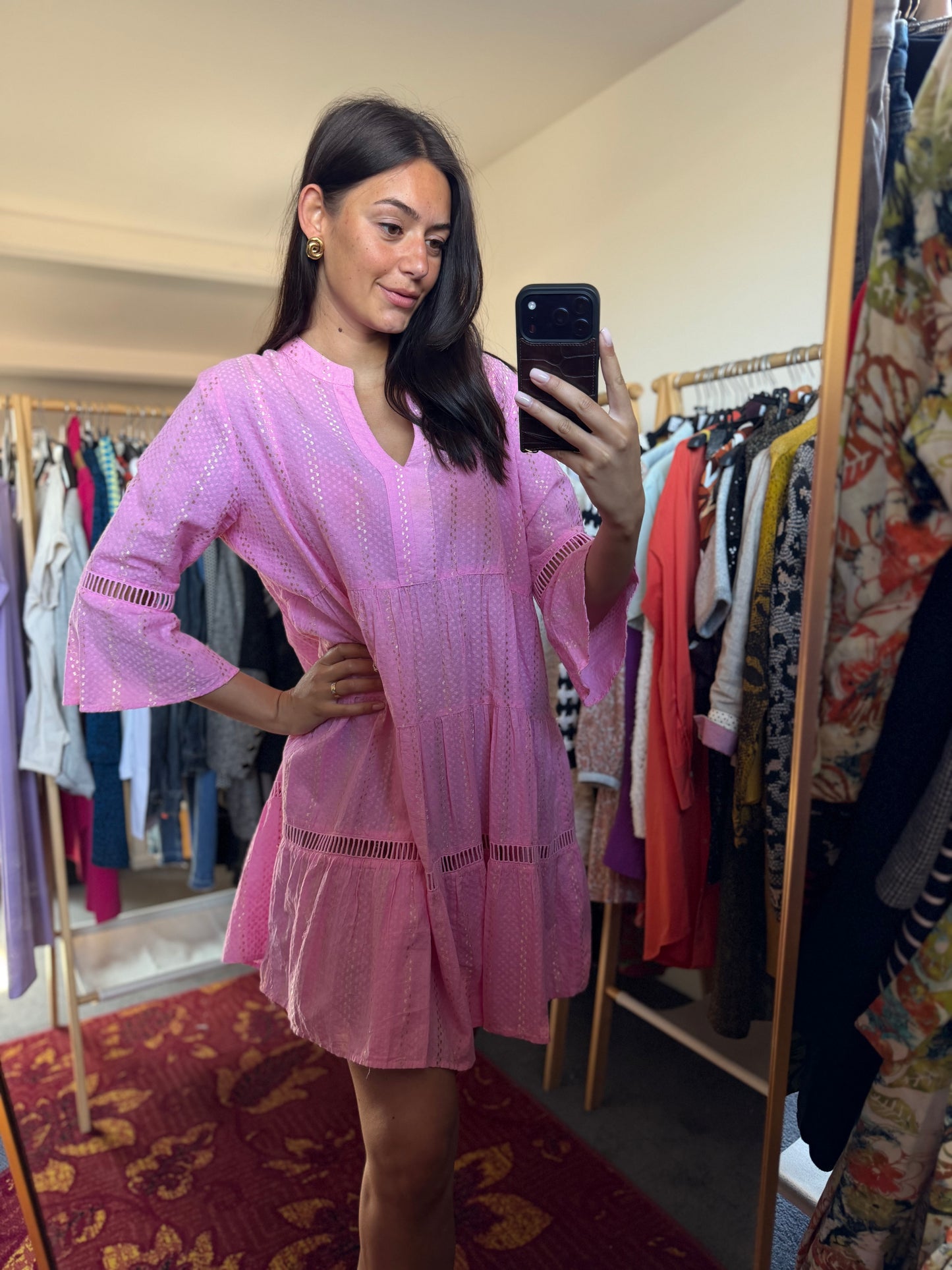 506-14 Roze jurk maat M