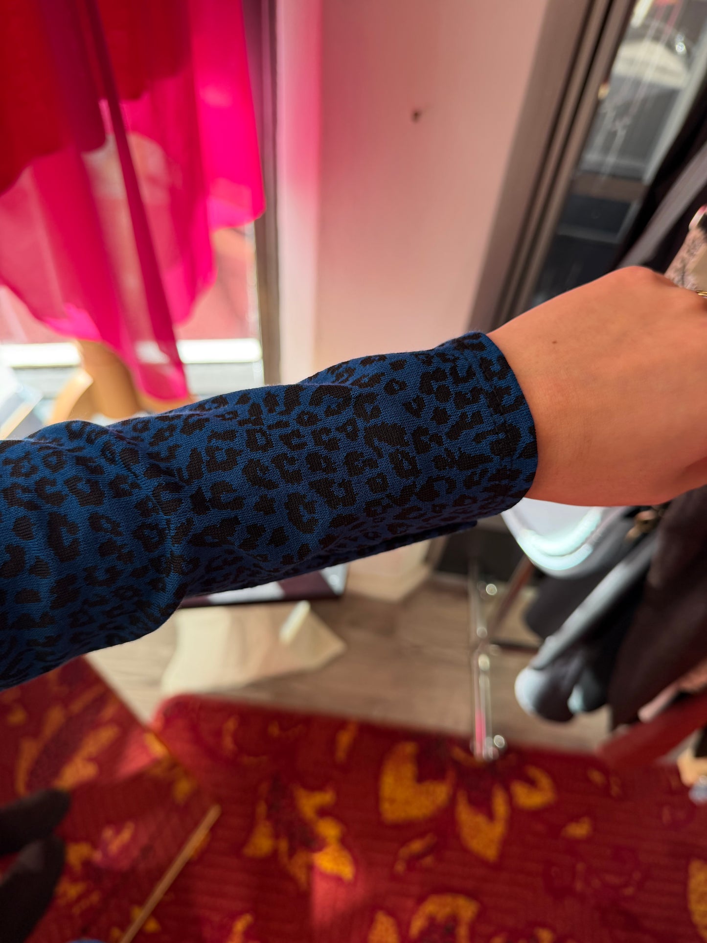 411-171 Blauwe basic jurk maat M