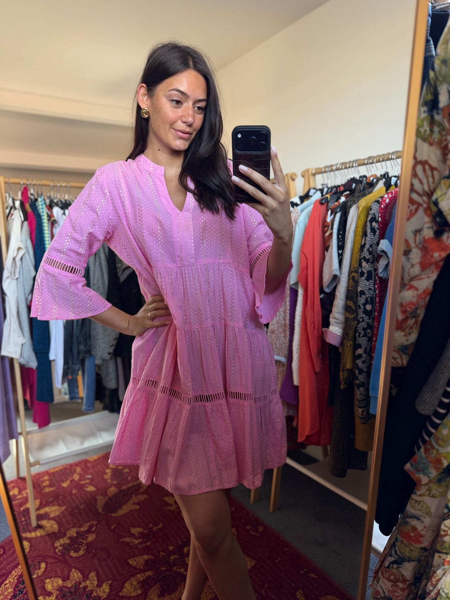 506-14 Roze jurk maat M