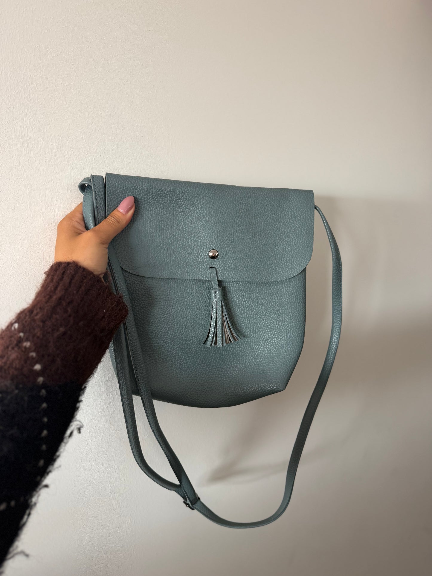 228-67 leren blauwe tas